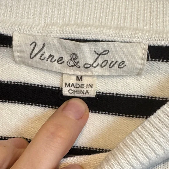 Vine & Love Striped Black and Cream Sweater - Picture 2 of 6